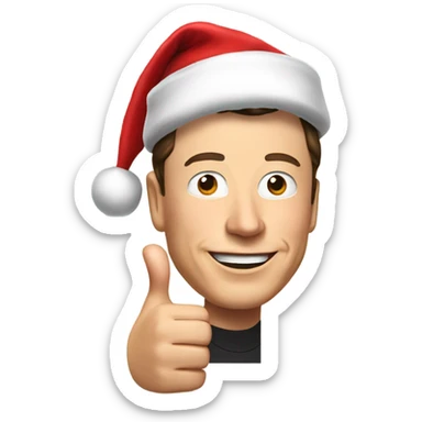 elon musk wearing a santa hat giving a thumbs up sticker