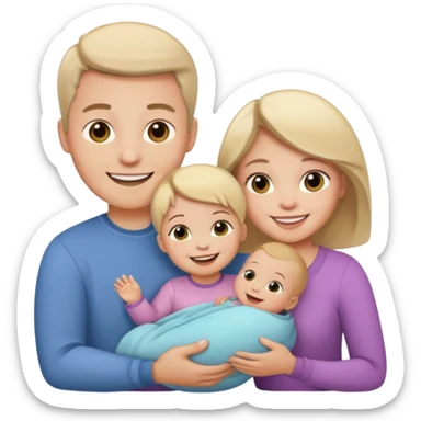 Family of 3 with baby girl sticker