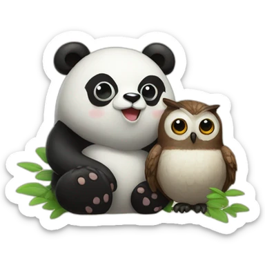 Panda and owl couple sticker