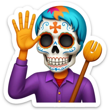 Calavera de día de muertos tirando barrio  sticker