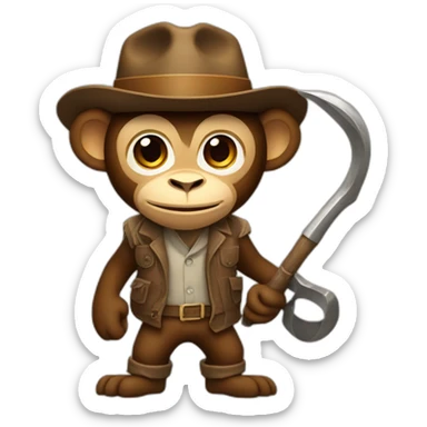 A monkey with a brown fedora and pickaxe sticker