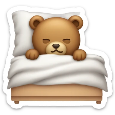 Cute teddy bear sleeping in a bed sticker