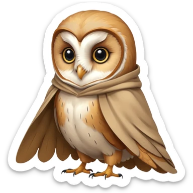 barn owl in beige cloak sticker