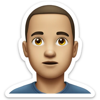 realistic portrait of a boy with raised suspicious eyebrows sticker