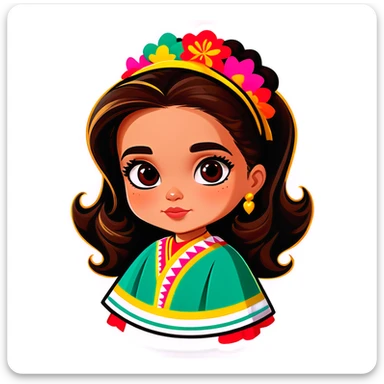 Niña pelo ondulado morena clara de México  sticker