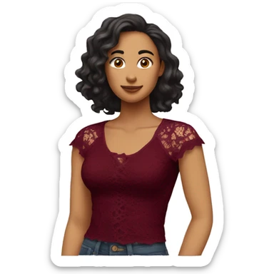 Burgundy lace top  sticker