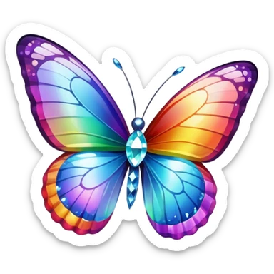 Rainbow-Diamond-Gem-Butterfly-Crystal-Fly sticker