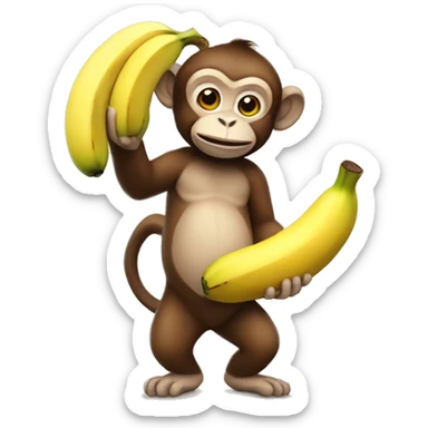 Monkey holding huge banana sticker
