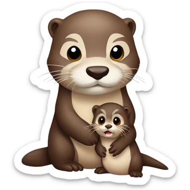 Otter with baby otter sticker