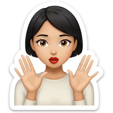 Tan girl with black hair sending kisses  sticker