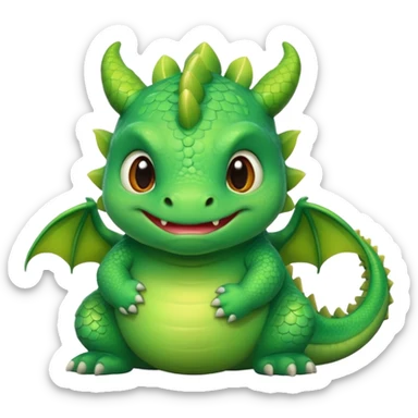 fat baby green dragon sticker