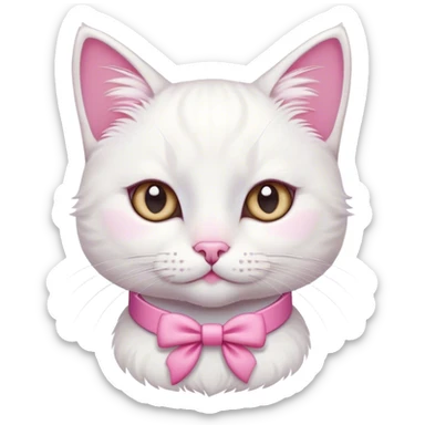 cute white cat with pink accessories art sticker