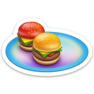 Mini burgers presented as the color of the rainbow on a long plate  sticker