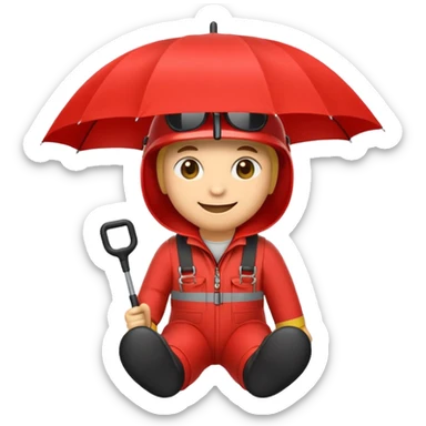 Erstelle mir einen Fallschirmspringer im emoji style mit einem Motor hinten dran  sticker