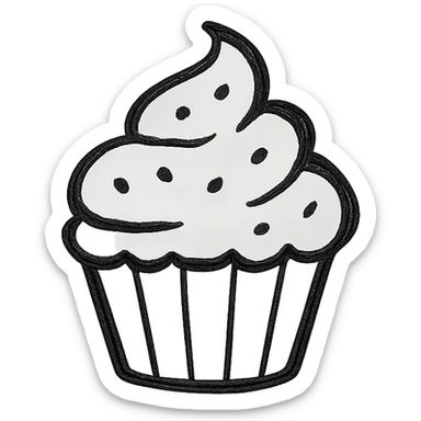 cupcake, hand drawn outlined icon style, no fill, sketchy lines sticker