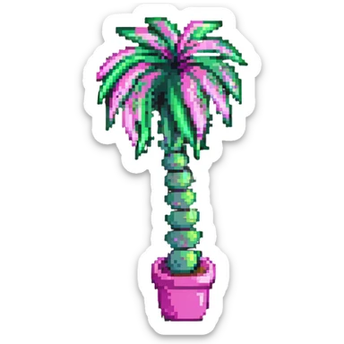 palm tree with pastel pink trunk and pastel green leaves sticker