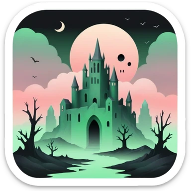 Ghostly Pastel Black Green Reddish Spectral Gloomy Dusky Dystopian Apocalyptic Aesthetic Scenery Deco sticker