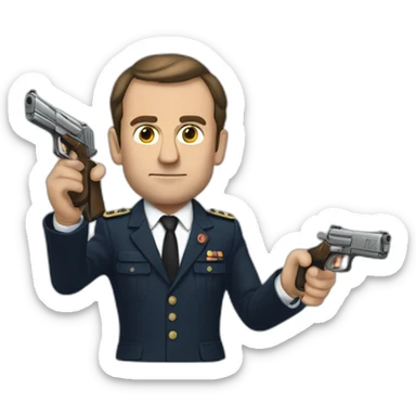 Macron qui a un pistolet sticker