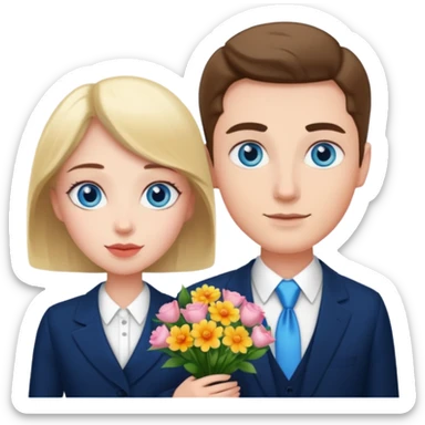 formal couple with flowers with blue eyes sticker