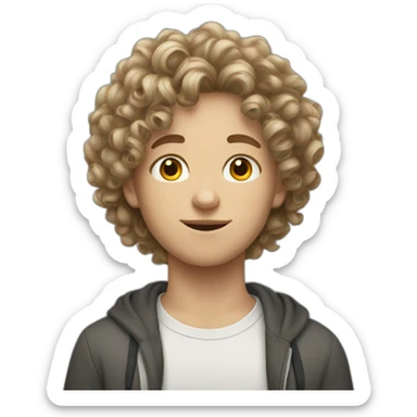 white teen kid with curly hair sticker