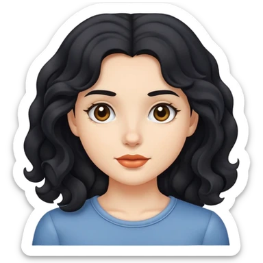 Chica de piel blanca con pelo negro ondulado sticker