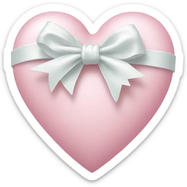 Pastel pink heart with white bow sticker