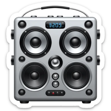 a speaker with eyes and buttons like dj box sticker