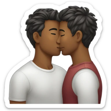 Gay couple kissing medium hair sticker