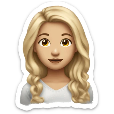 dirty blonde girl, with honey brown eyes, cute, soft, lucious hair, light skin, very beautiful  sticker