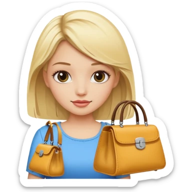 Bags on a purse instead of glasses on a blonde girl sticker