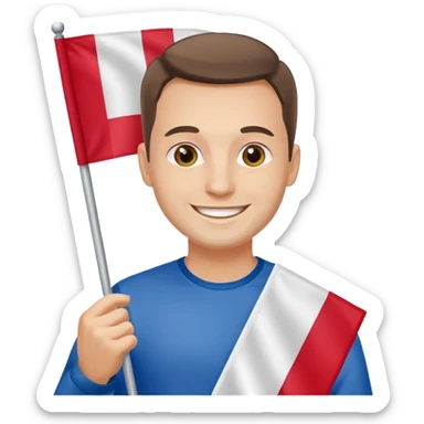 ultra realistic polish man with poland flag sticker