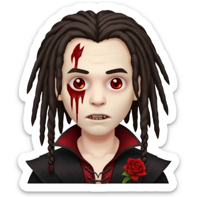 Blood face vampire with dreads holding a skin 47 sticker
