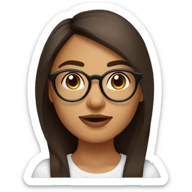 Jeune femme brune cheveux court et lisse yeux marrons et lunettes rondes dorées avec piercing au nez et septum  sticker