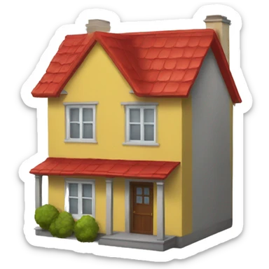 house with yellow walls and red roof sticker