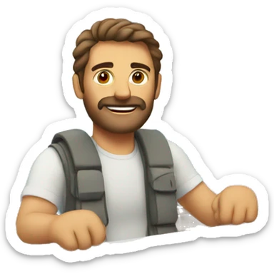 Man in Greece on a boat  sticker