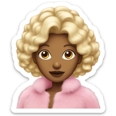 blonde girl in a pink fur coat sticker