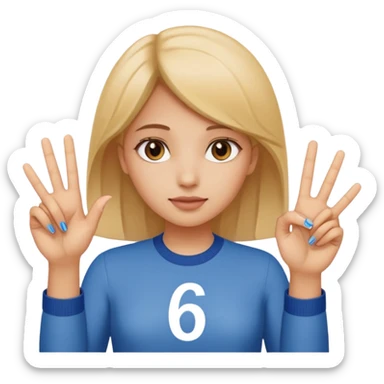 Girl holding up 6 7 sticker