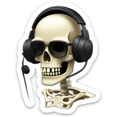 Military Skeleton mask with a long black mask underneath it and headset with a microphone sticker