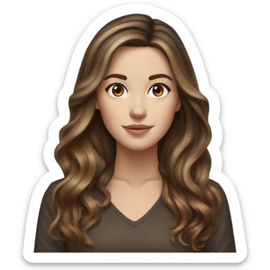 Beautiful realist White girl hazel eyes with long voluminous brown hair with brown highlights balayage  sticker