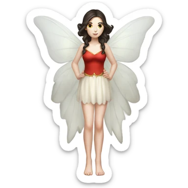 Pale skin, half clothed, brunette fairy woman with red wings full body sticker