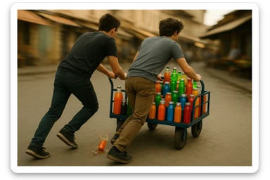 endi shu aravani bir balonchasi singan aka uka esa u ni yonida turganini yuzini ko'rsatmasdan tasvirla sticker