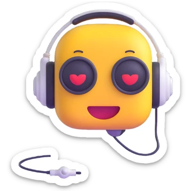 small AI chatbot emoji with headset sticker