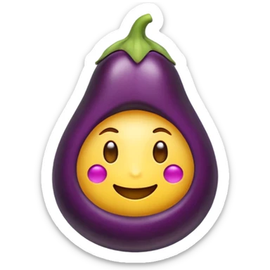Un emoji jaune avec une aubergine sticker