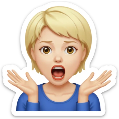 woman screaming with short blonde hair sticker