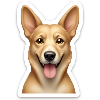 beige mongrel dog with ears up sticker