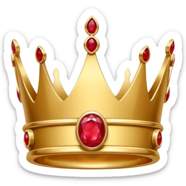 couronne en or à 3 pointes avec un énorme rubis au centre en cabochon sticker