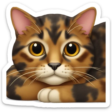 tortoiseshell cat laying down sticker