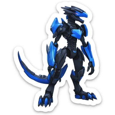  Cool Edgy Futuristic Black Blue Digimon-Fakemon-Raptor-Dragon-Mecha full body sticker