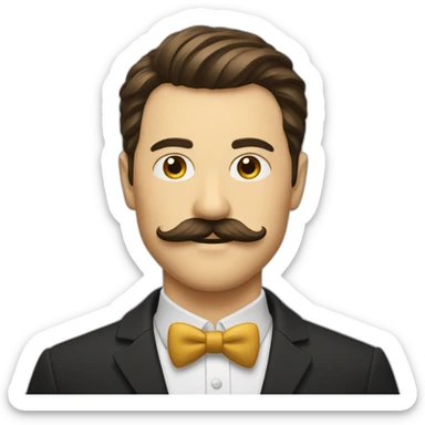 homme moustache carré et une coupe sur le côté sticker