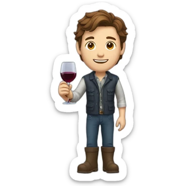 Handsome guy with wineglass and brown hair and rainboots sticker